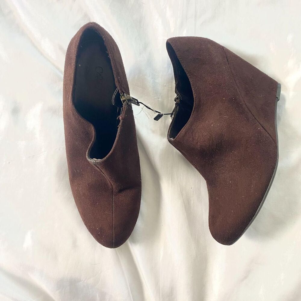Cato Dark Brown suede Wedge Ankle Boots US 7